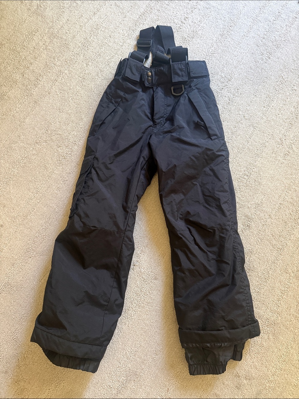 Kids Black Snow Joggers with Adjustable Suspenders